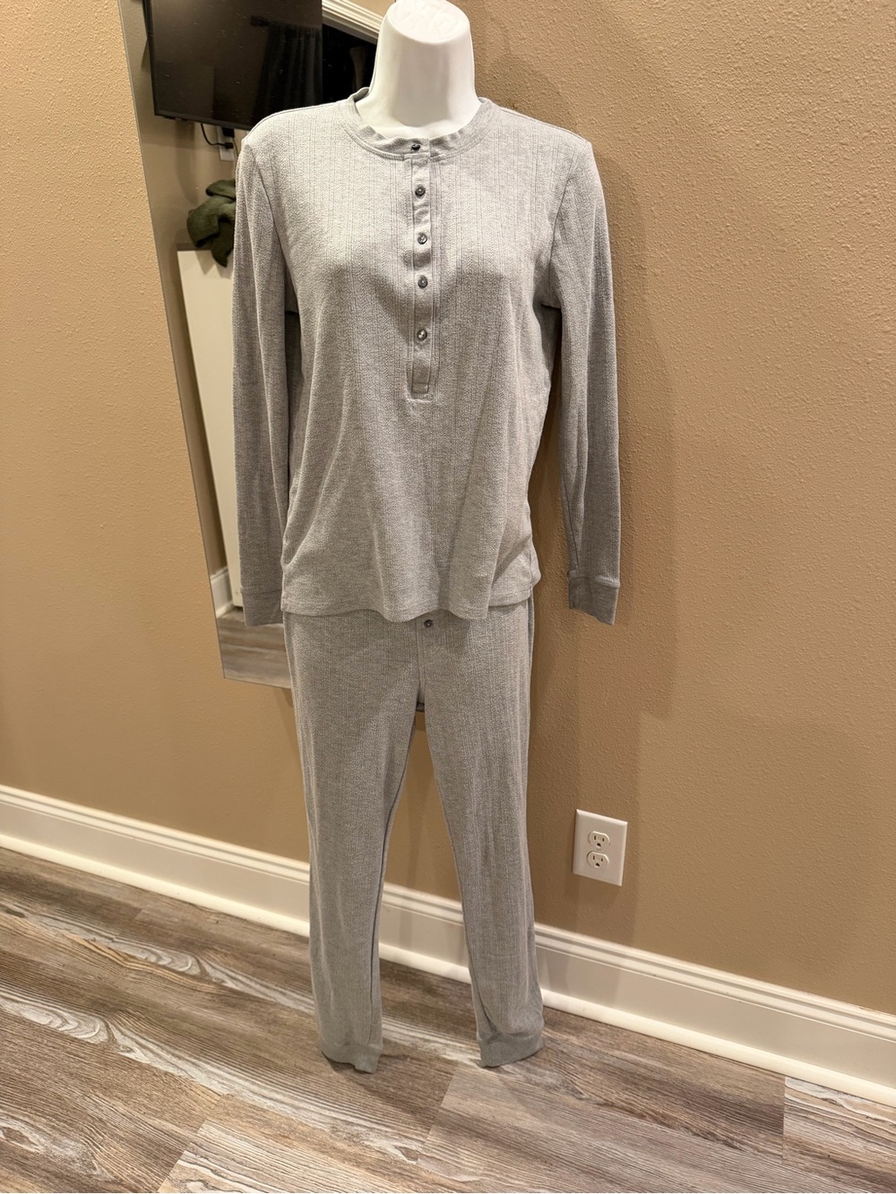Victoria's Secret Light Gray Henley Pajama Set